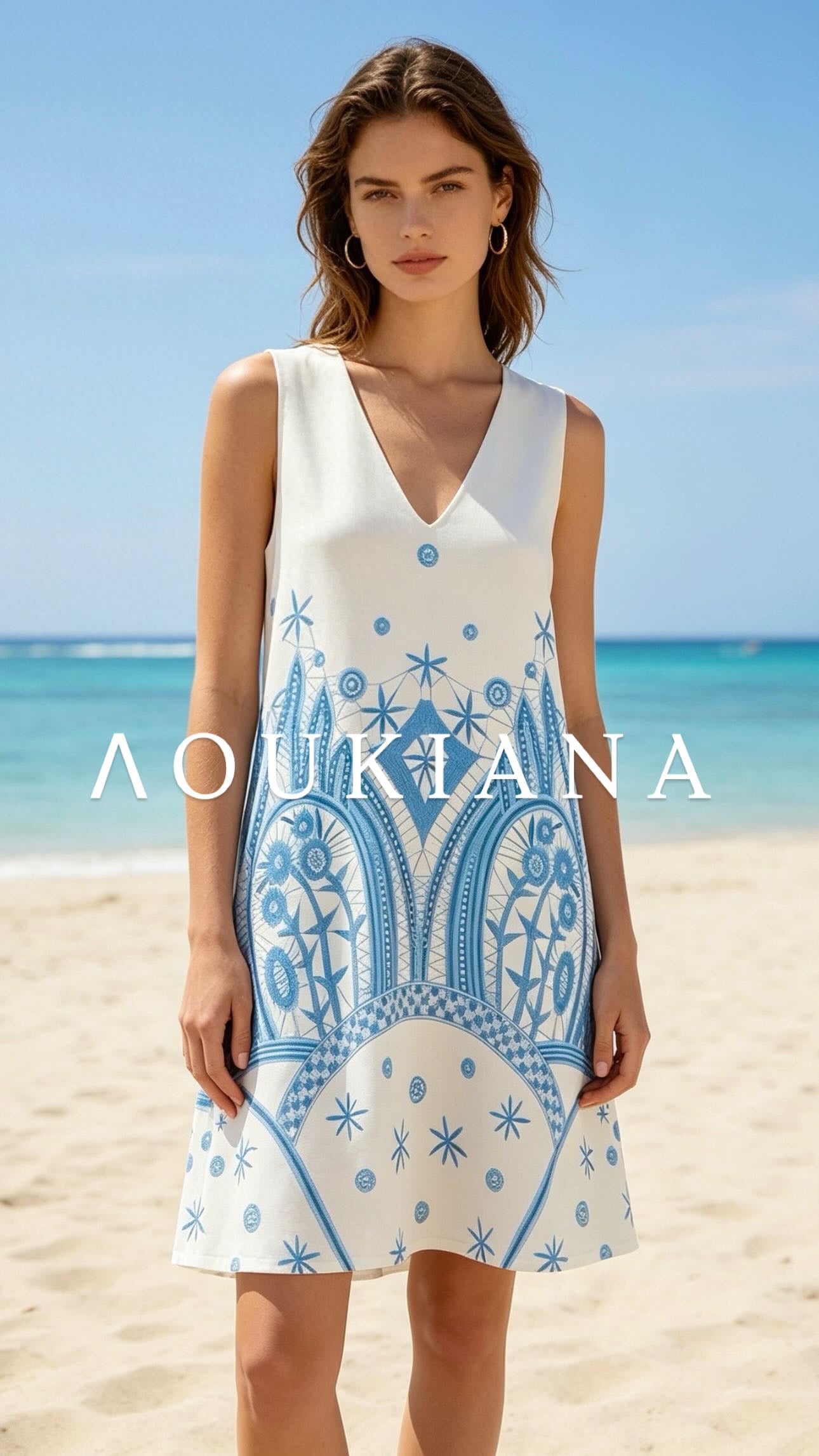 Summer Dress in Blue & White