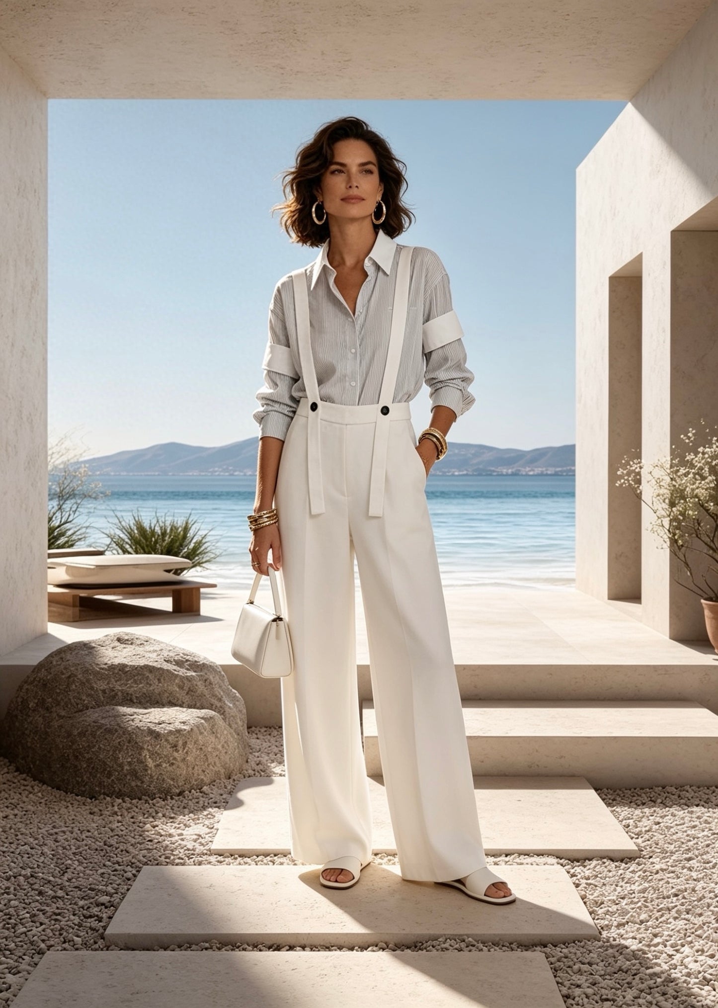 Suspender Jumpsuit in White