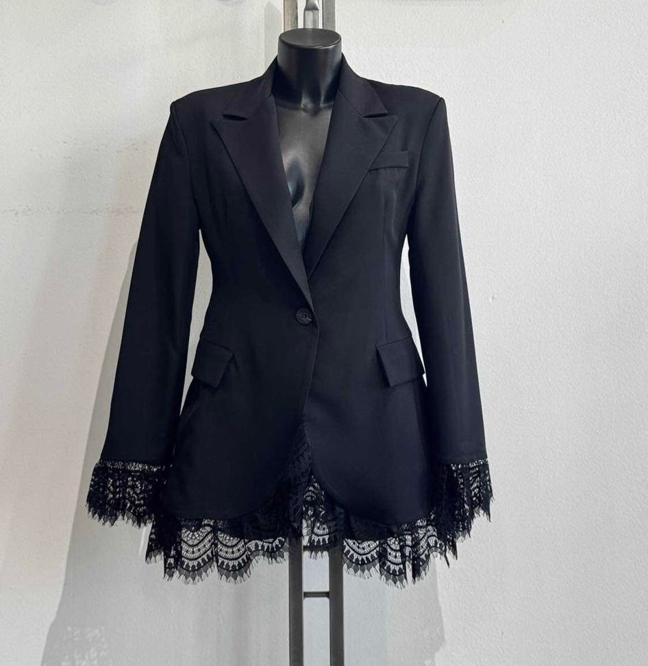 Blazer in Black with Lace Details