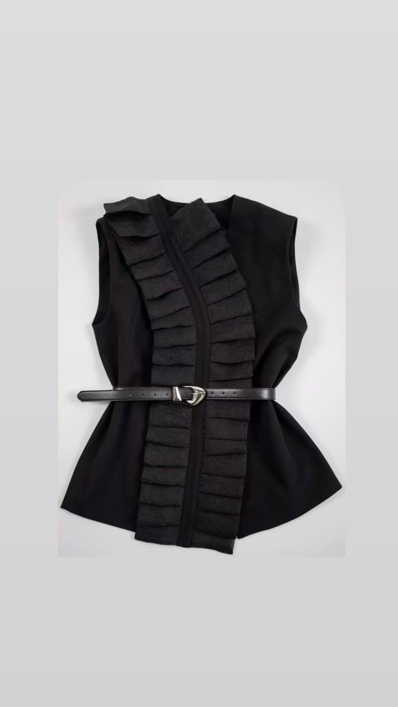 Vest with Belt in Black