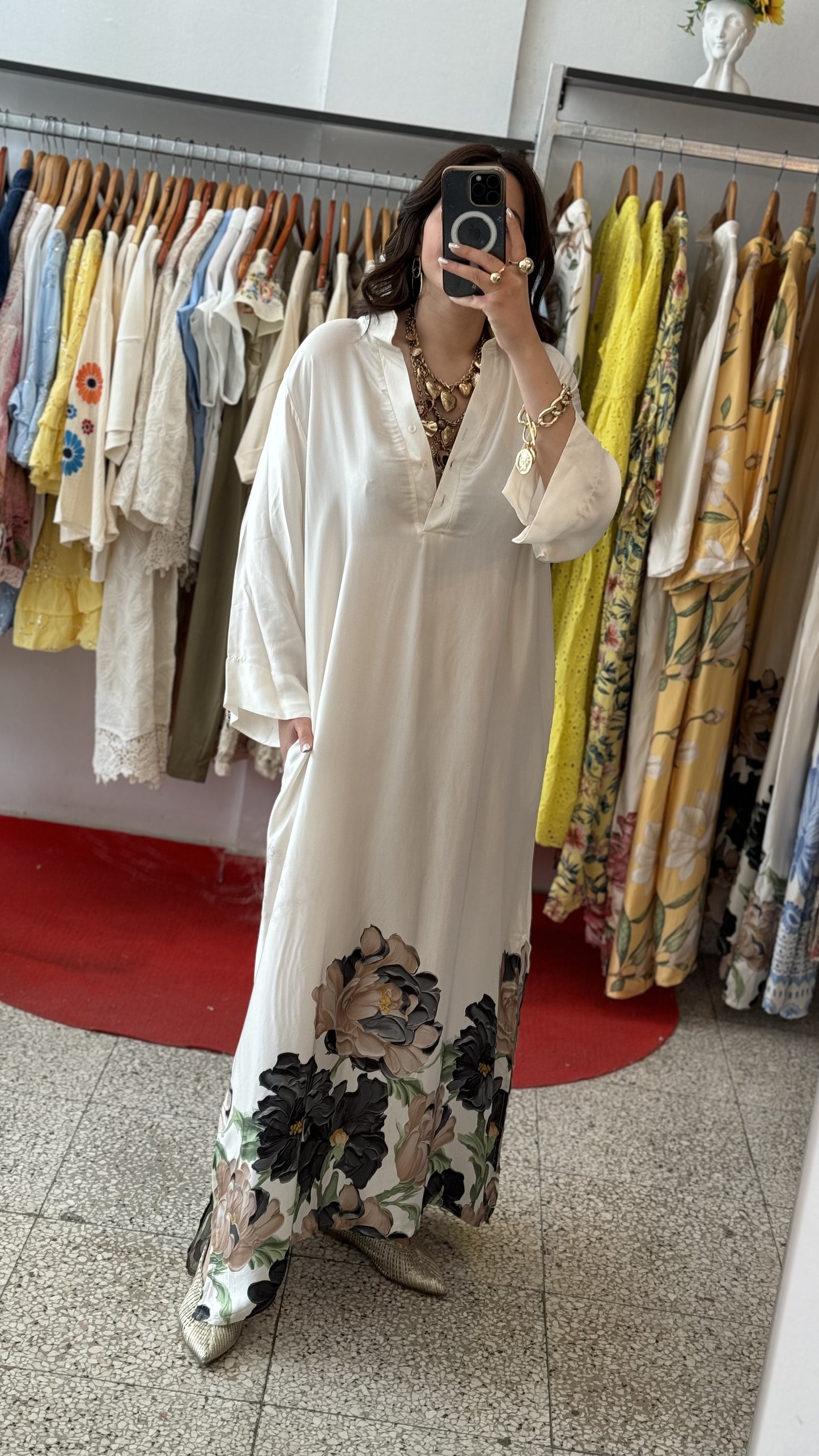 Maxi Dress with Brown Flower Print