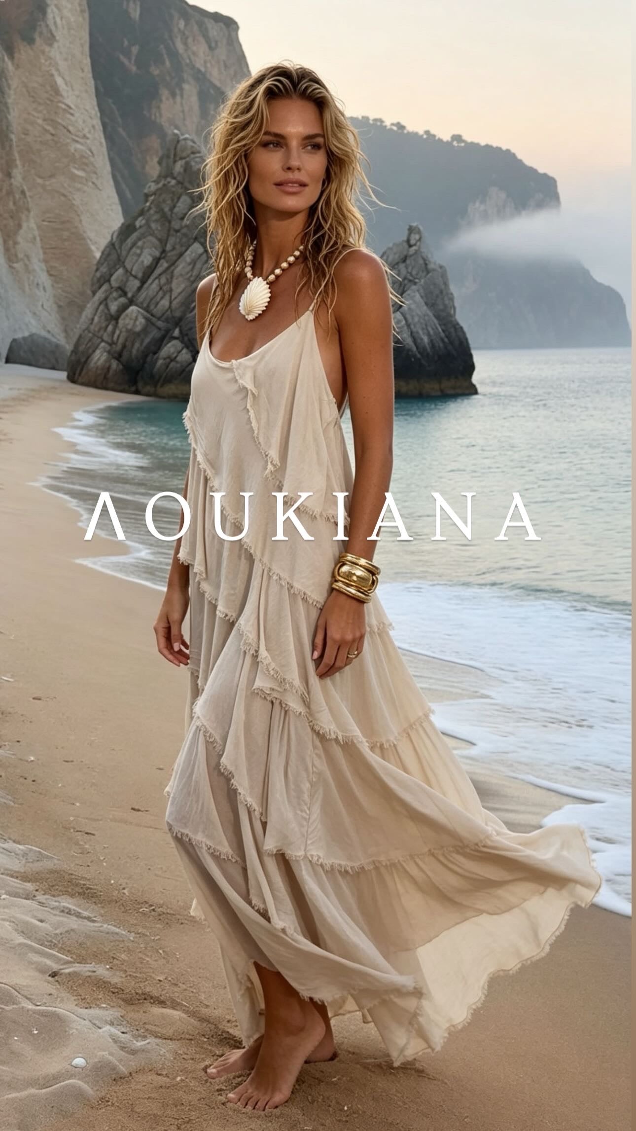 Layered Maxi Dress in White