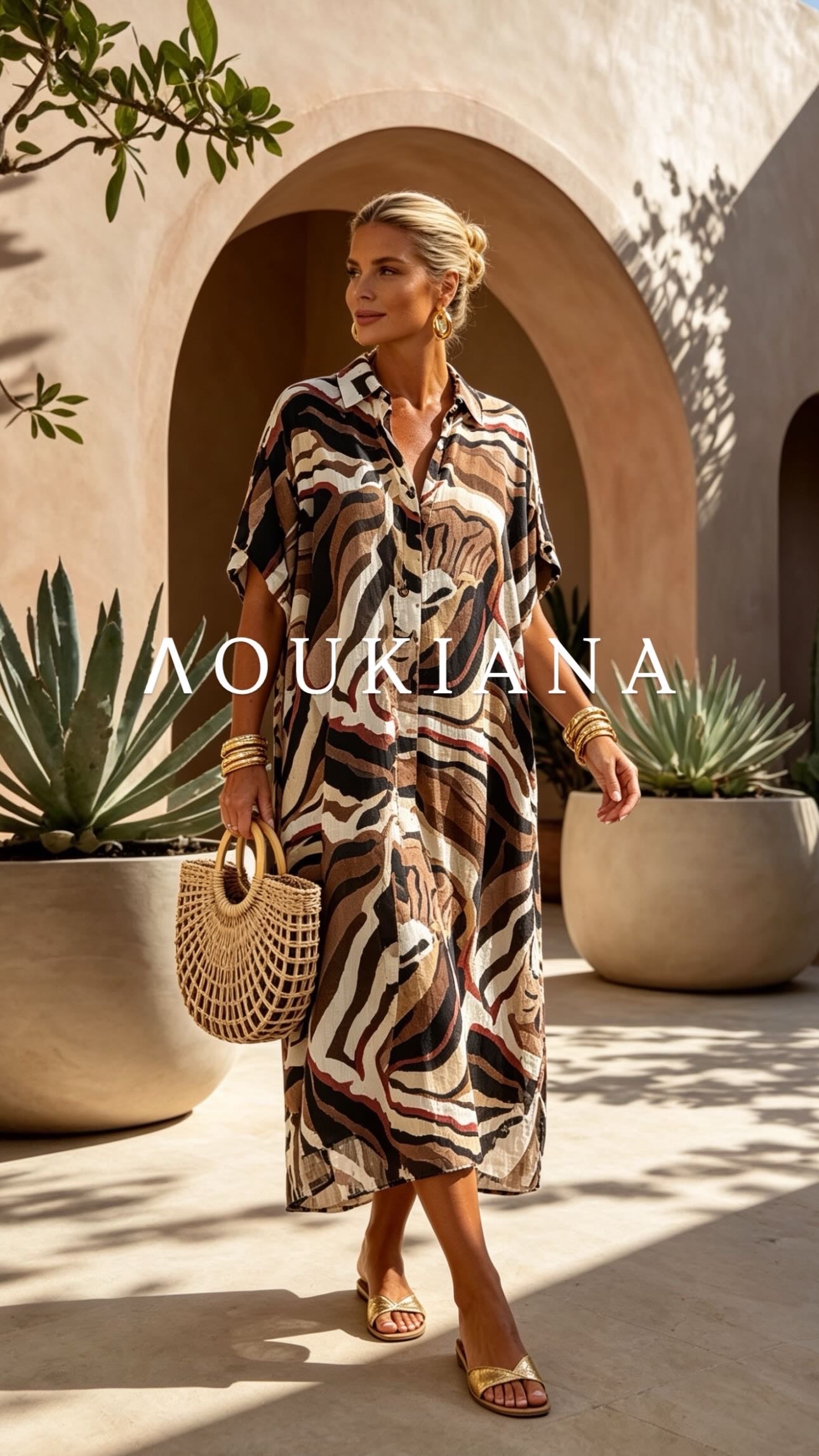 Shirt Dress in Brown Tones