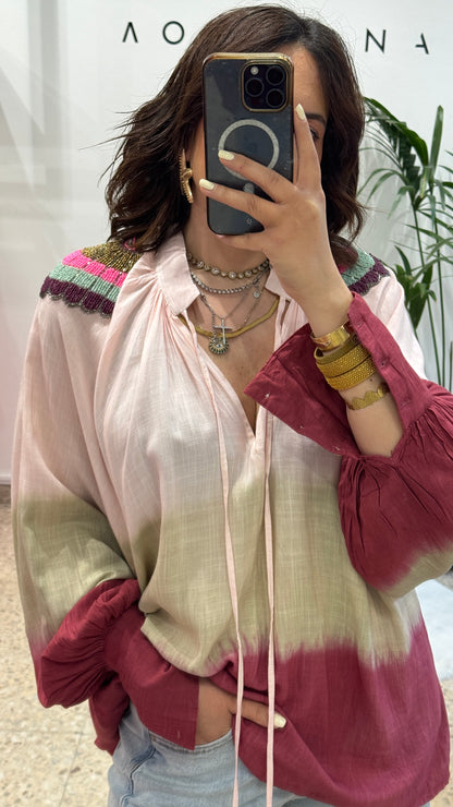 Embellished Tricolor Blouse