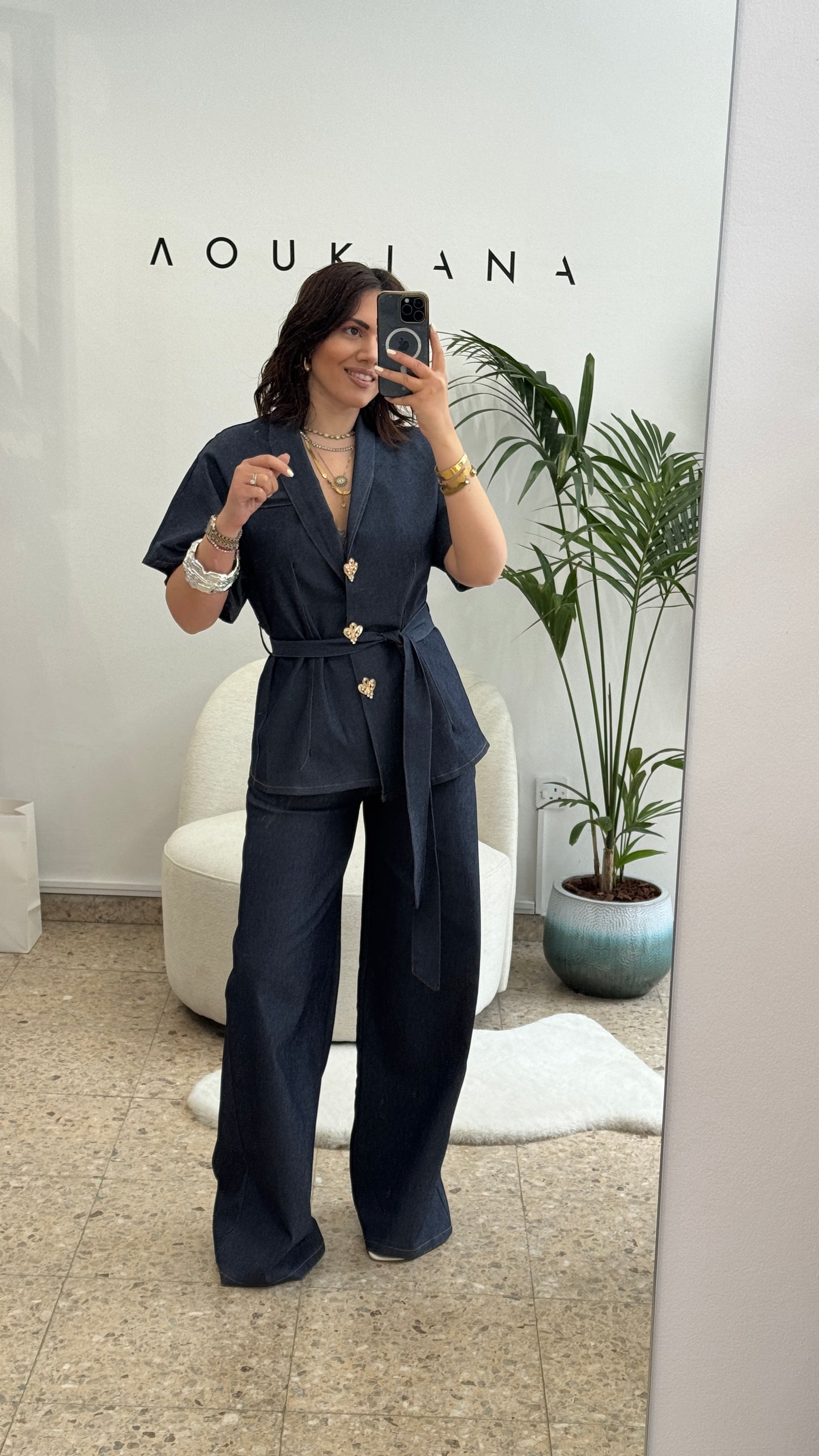 Denim Set with Gold Buttons