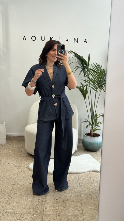 Denim Set with Gold Buttons