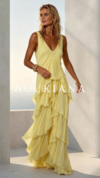 Layered Maxi Dress in Yellow