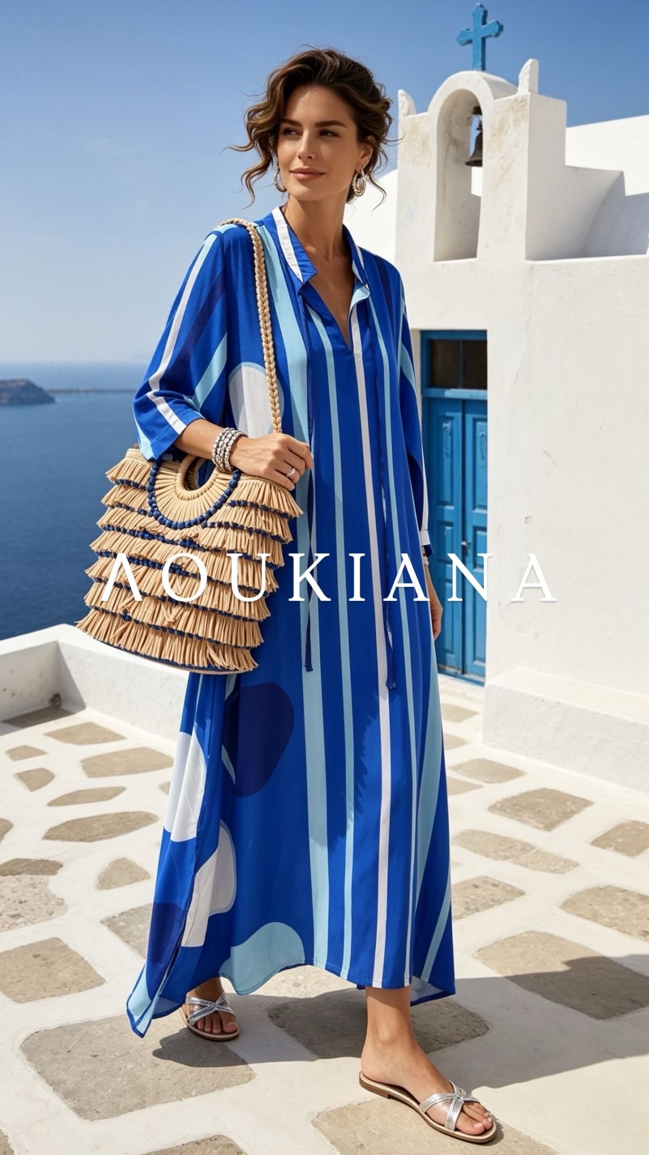 Elegant airy dress in blue color