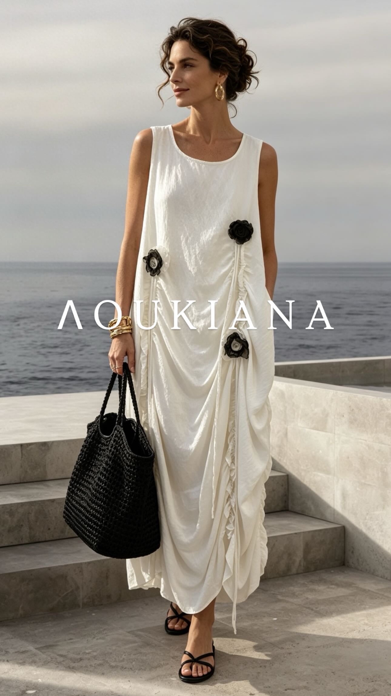 White Dress with Flower Details