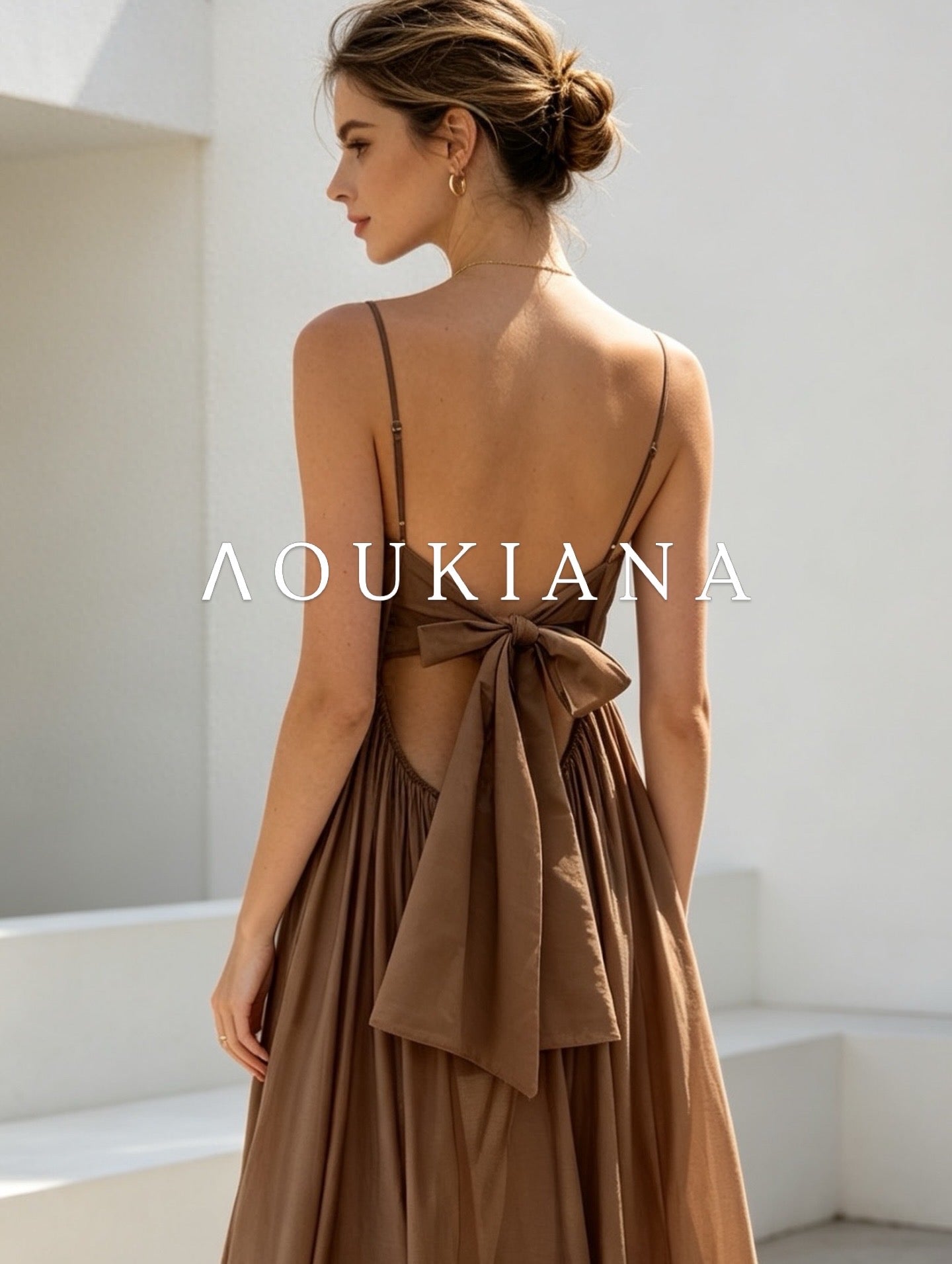 Brown Dress with Bow Back