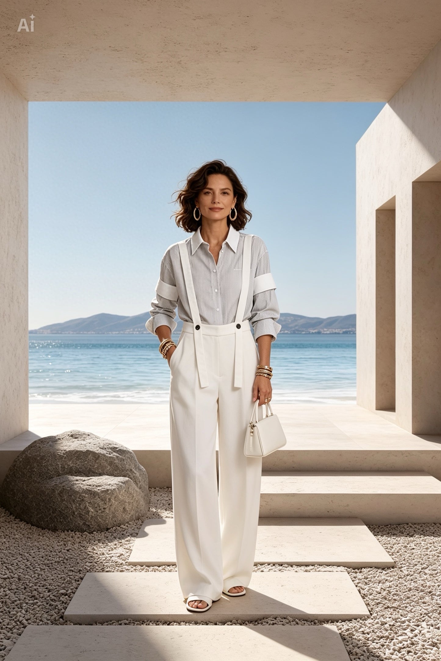 Suspender Jumpsuit in White