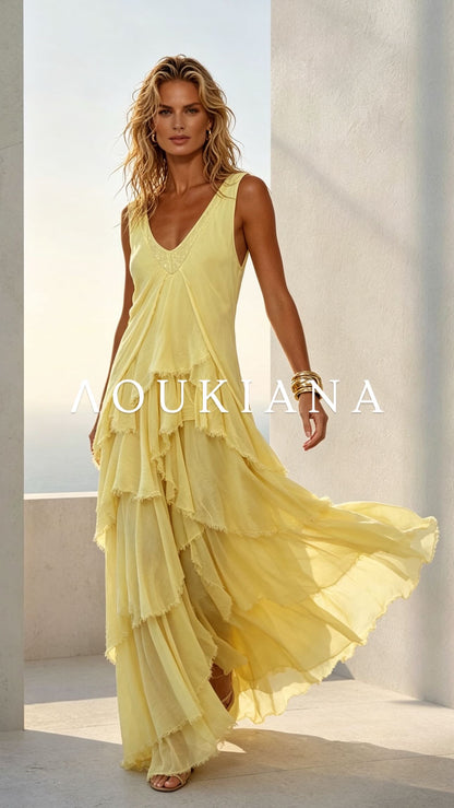 Layered Maxi Dress in Yellow