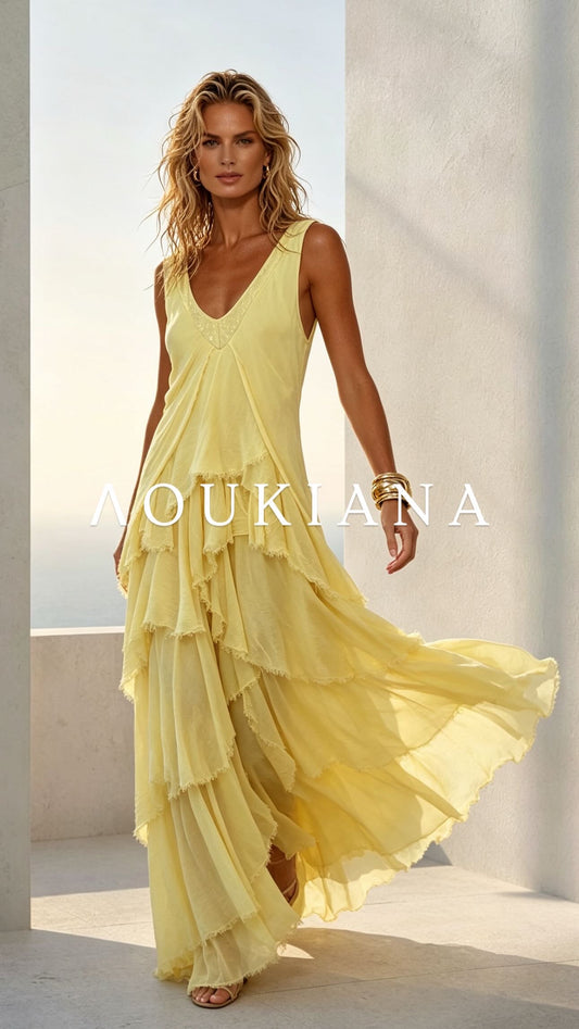 Layered Maxi Dress in Yellow