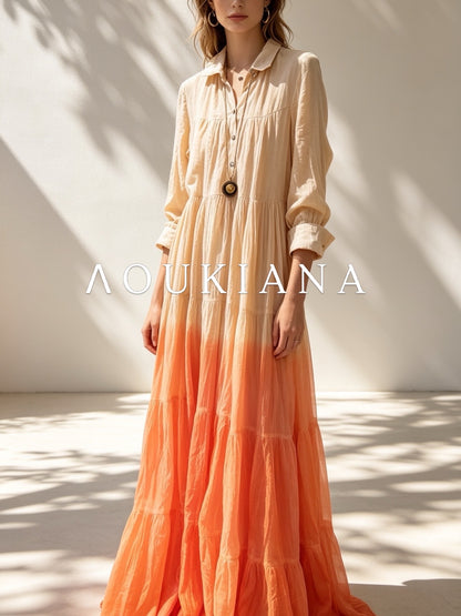 Ombre Dress in Beige & Orange