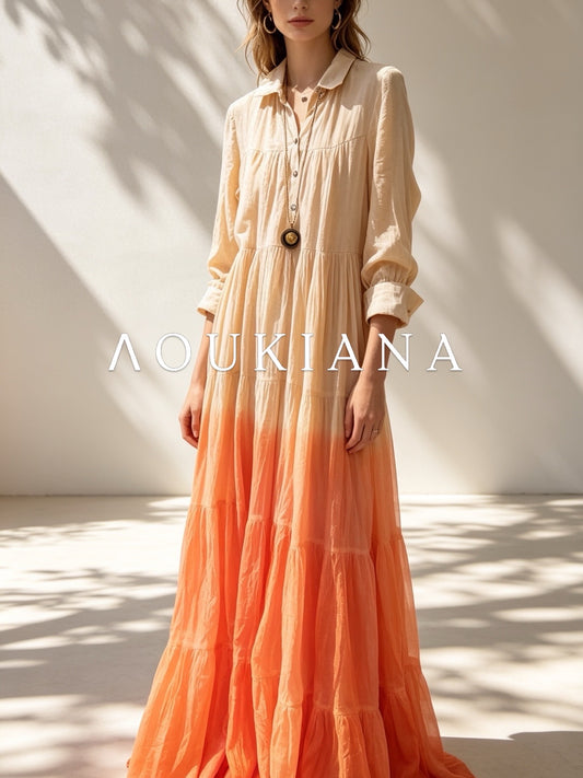 Ombre Dress in Beige & Orange