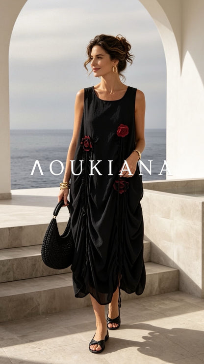 Black Dress with Flower Details