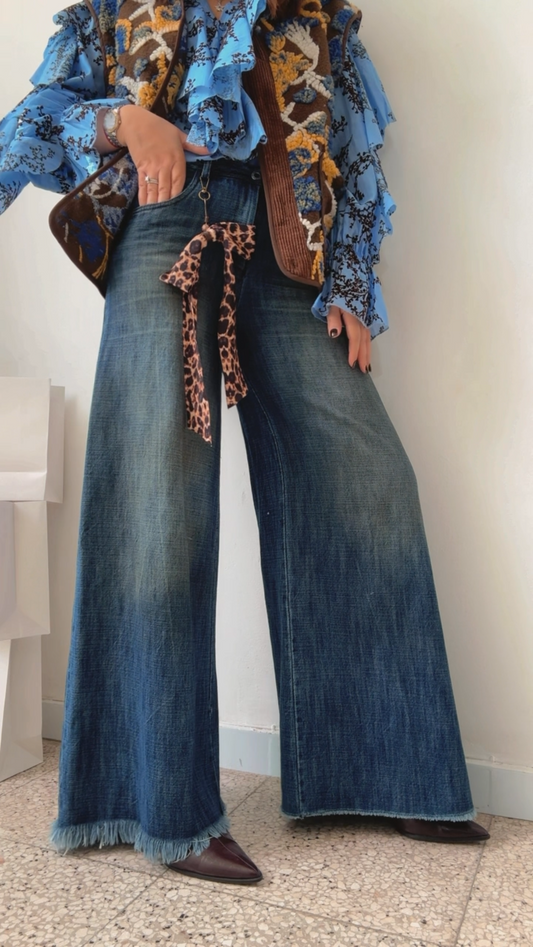 Wide Jeans with Washed Effect