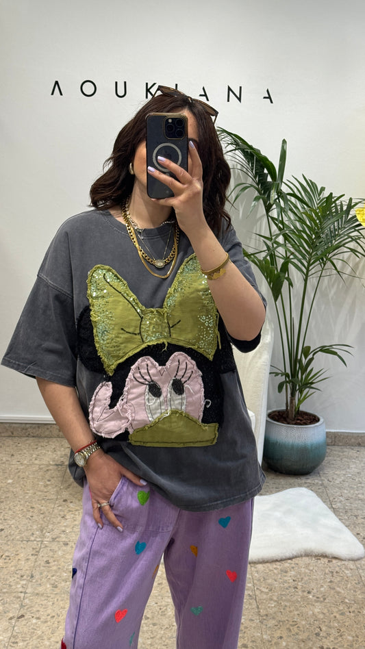 Embroidered Cartoon T-Shirt