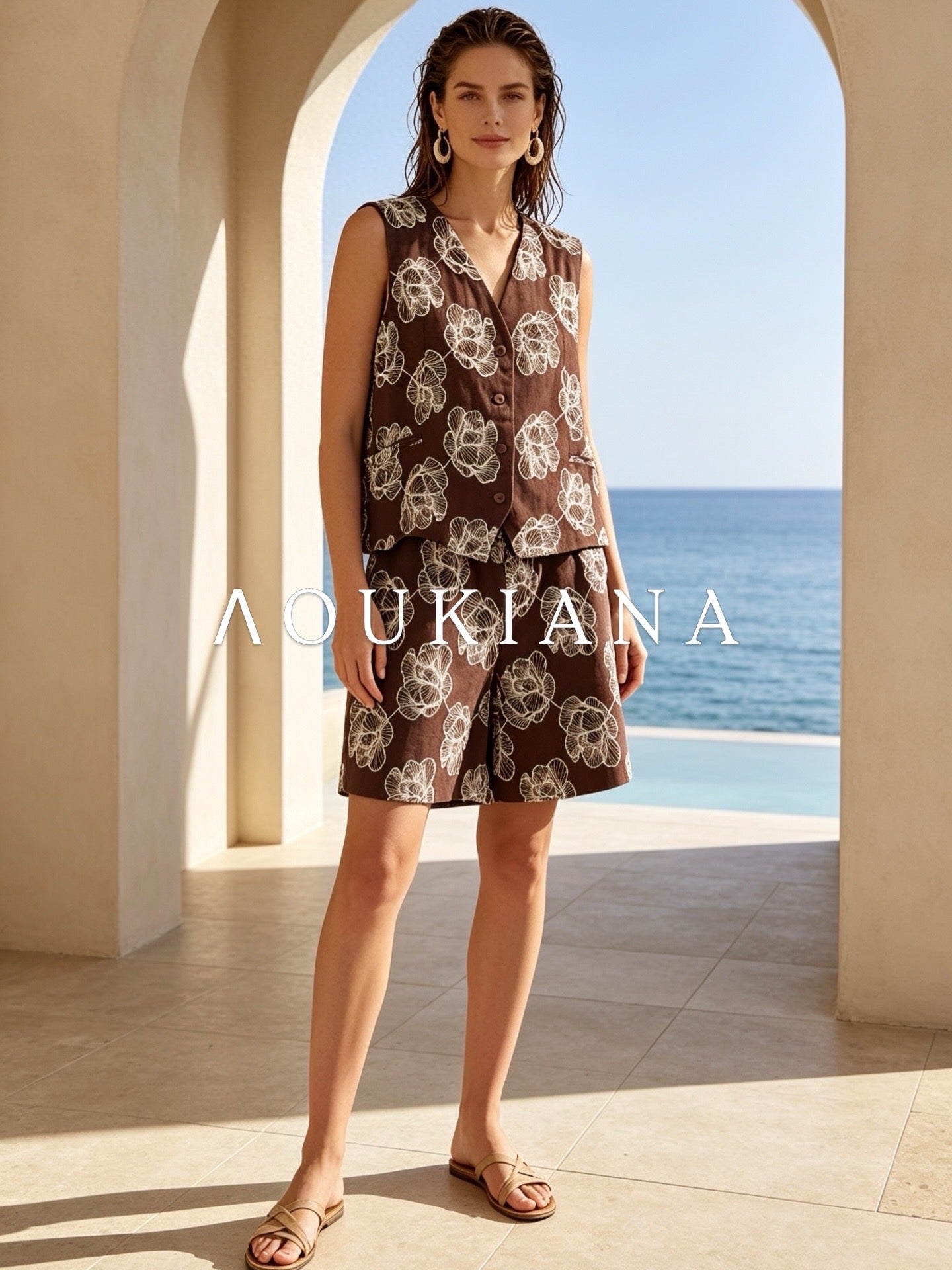 Embroidered Set in Brown