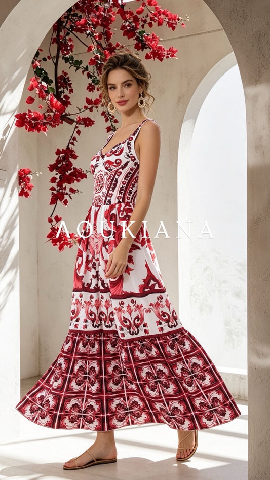 Summer Dress with Red Print