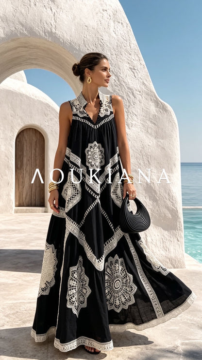 Maxi Dress with Lace Embroidery