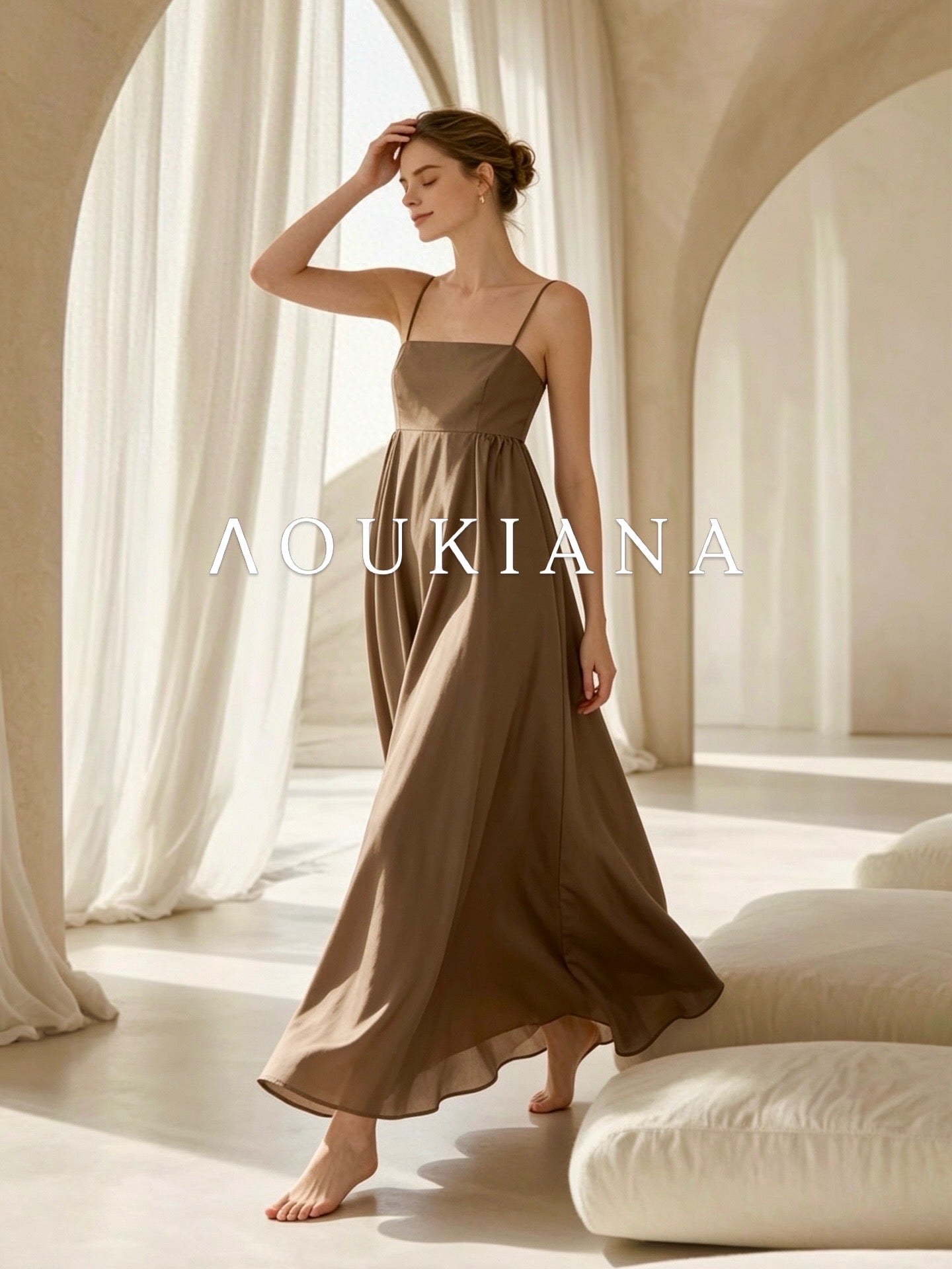 Brown Dress with Bow Back