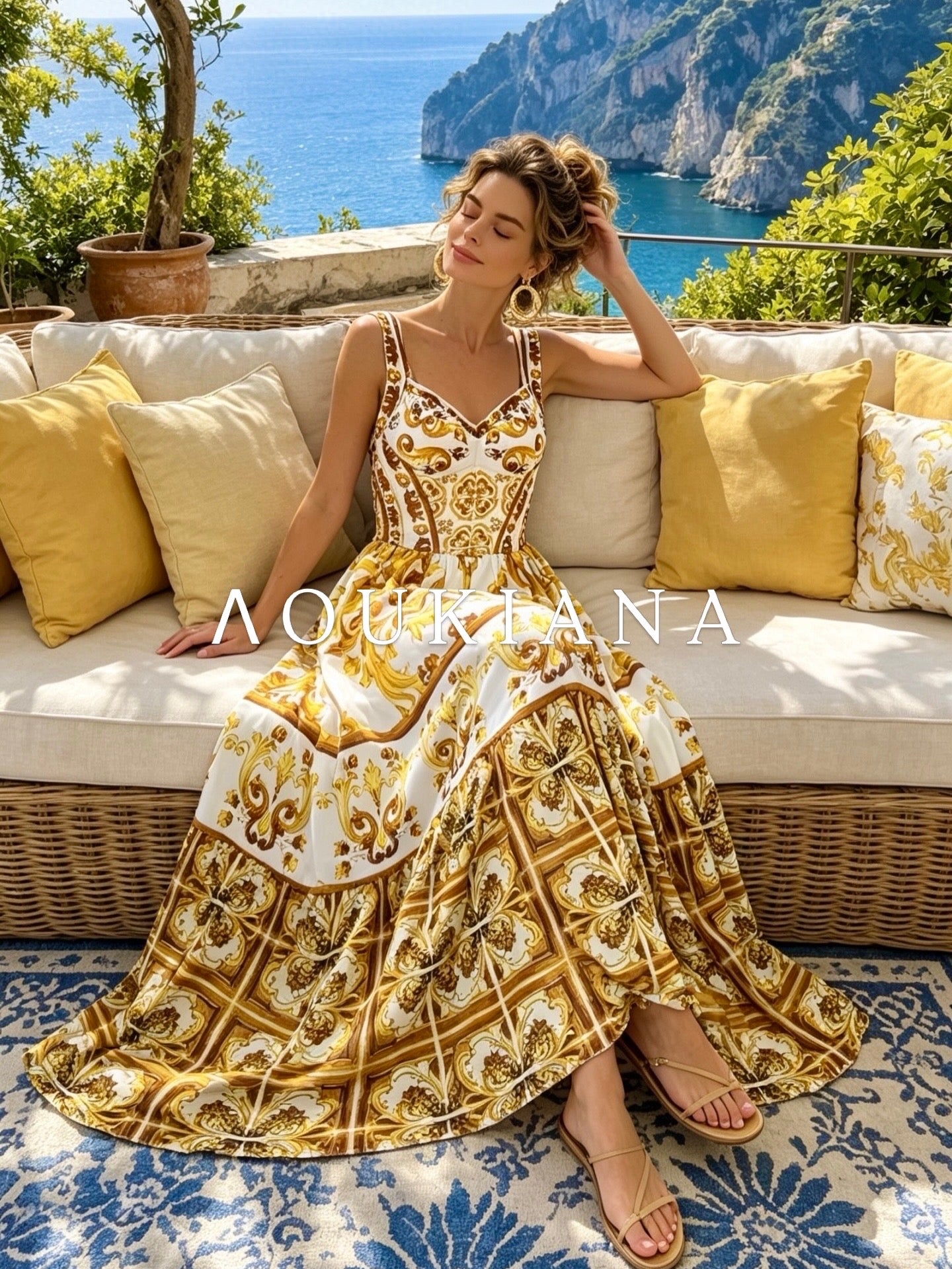 Summer Dress with Yellow Print