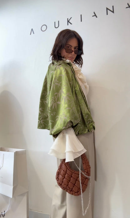 Bomber Jacket in Green Print