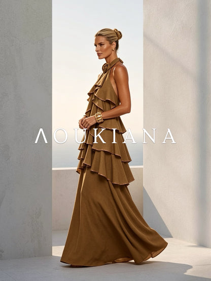 Halter Maxi Dress in Brown