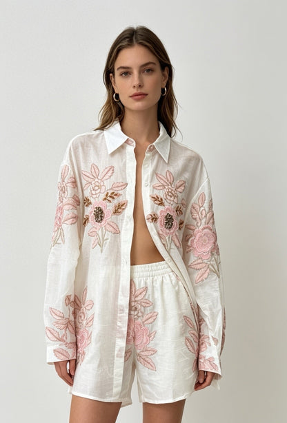 Embroidered Set in Cream