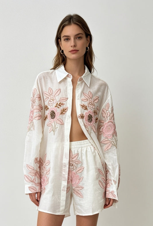 Embroidered Set in Cream