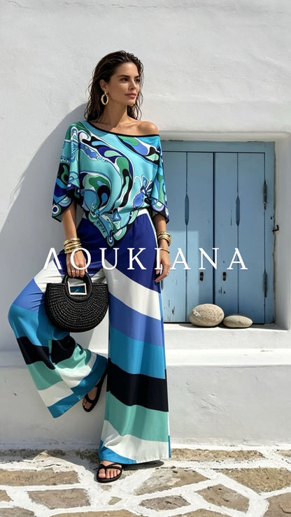Elegant Set with Blue Print