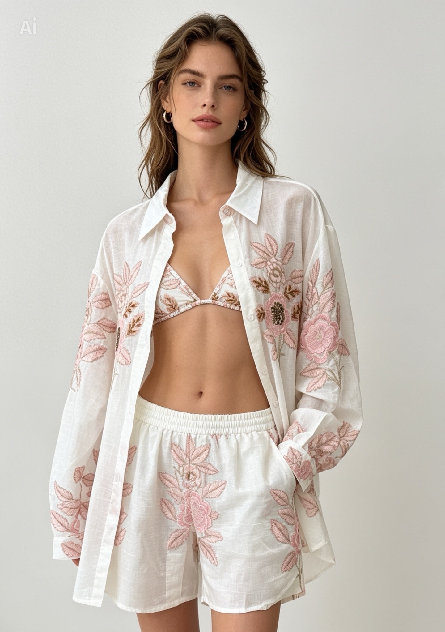 Embroidered Set in Cream