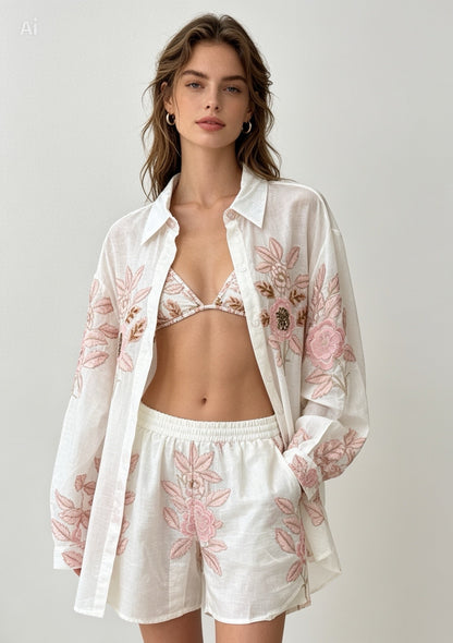 Embroidered Set in Cream