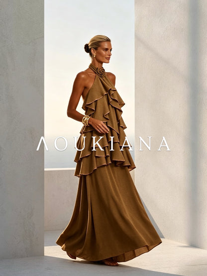 Halter Maxi Dress in Brown