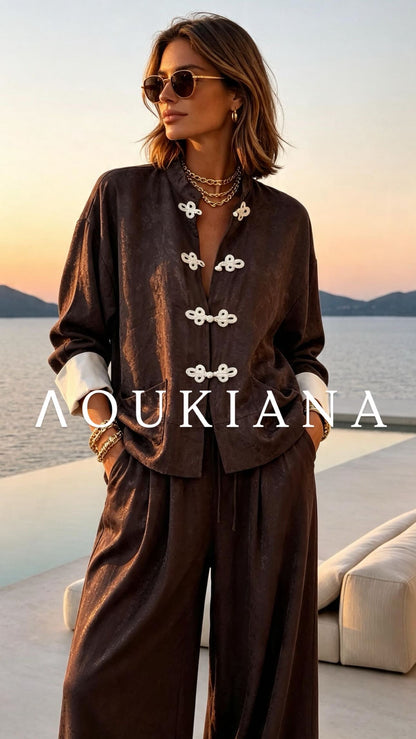 Elegant set in brown color