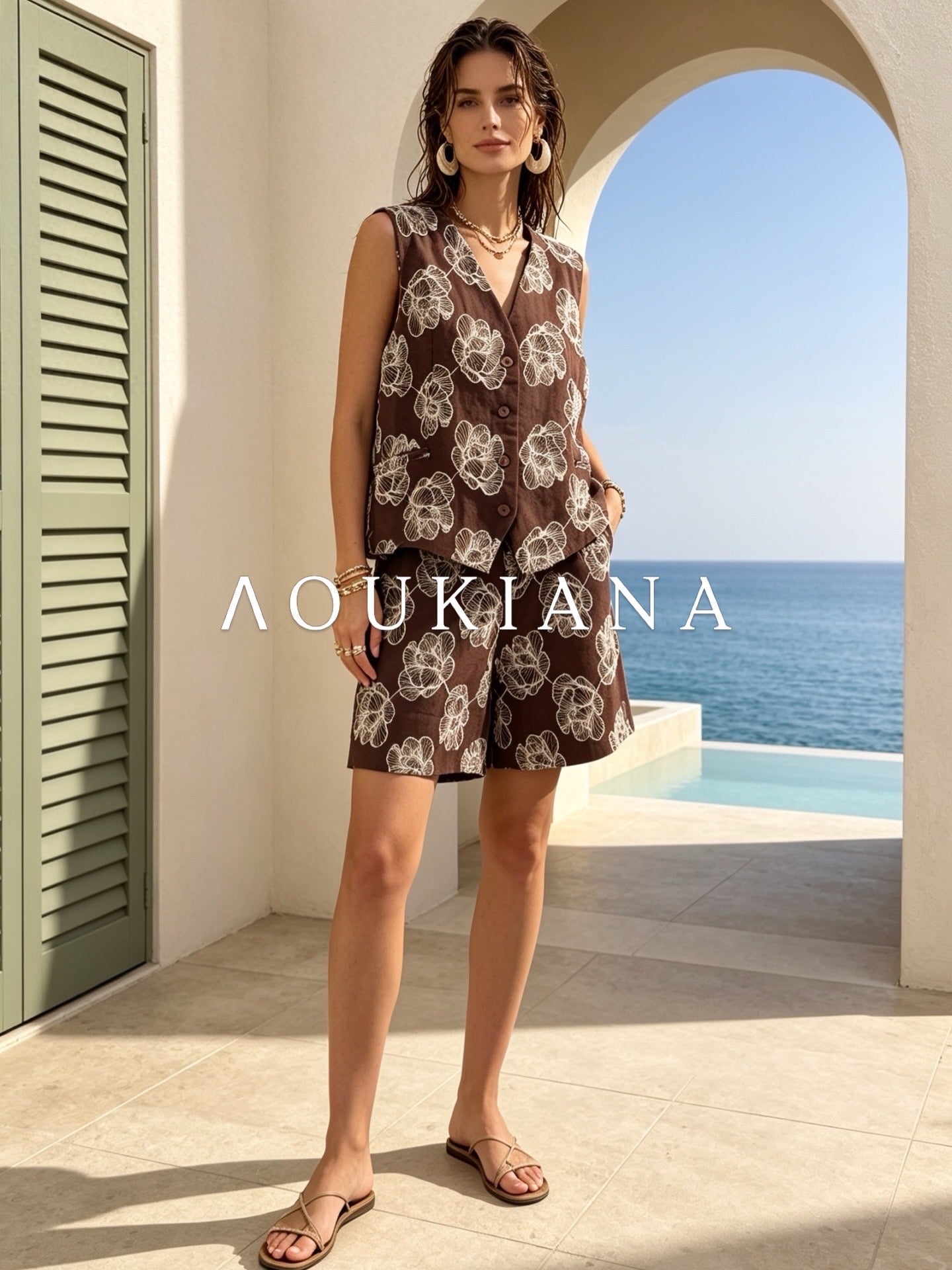 Embroidered Set in Brown