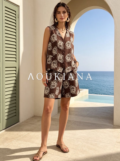 Embroidered Set in Brown
