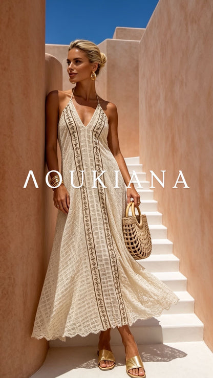 Backless Crochet Dress in Cream