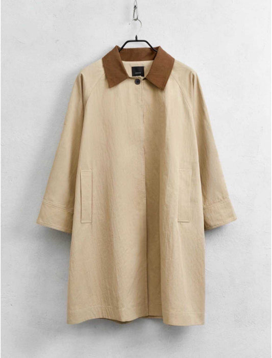 Long Coat with Contrast Collar