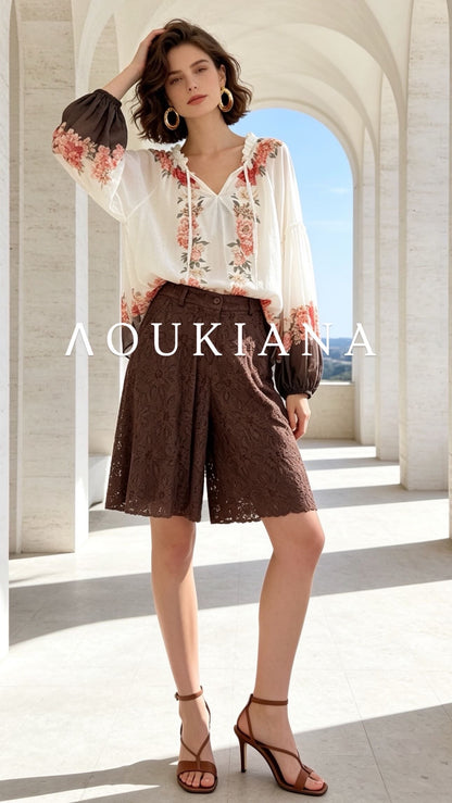 Lace Bermuda in Brown