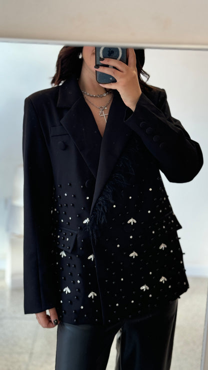 Embellished Blazer in Black