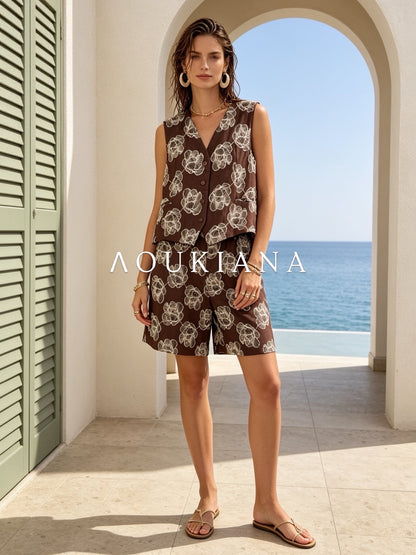 Embroidered Set in Brown