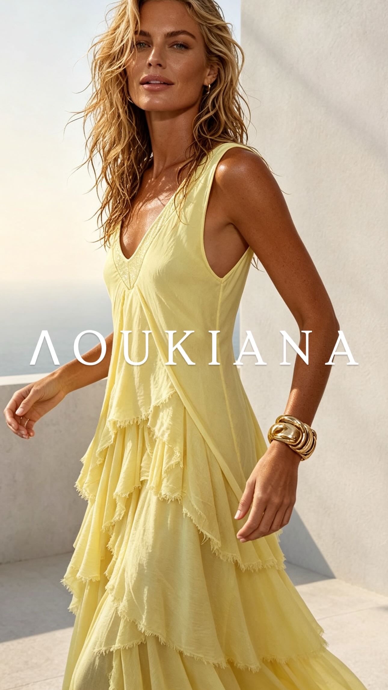 Layered Maxi Dress in Yellow