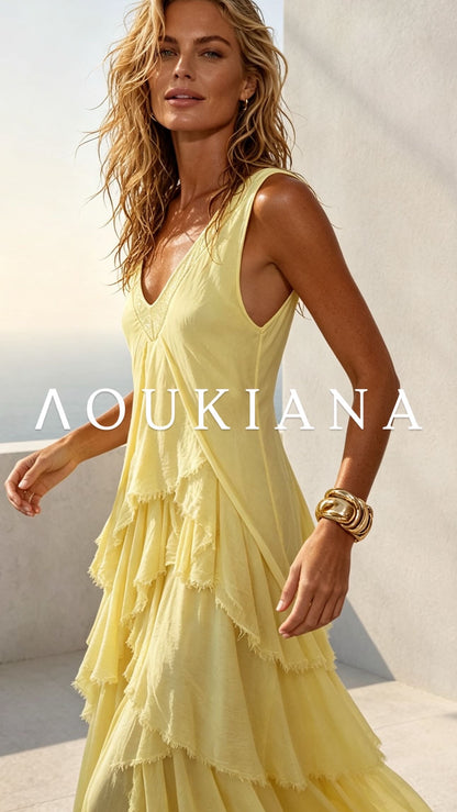 Layered Maxi Dress in Yellow