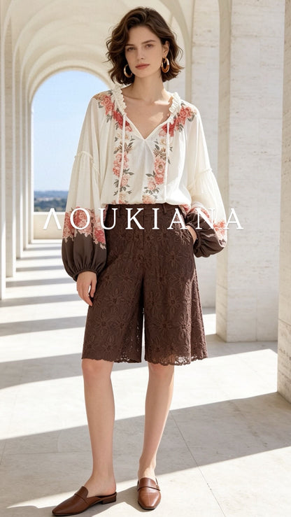 Lace Bermuda in Brown