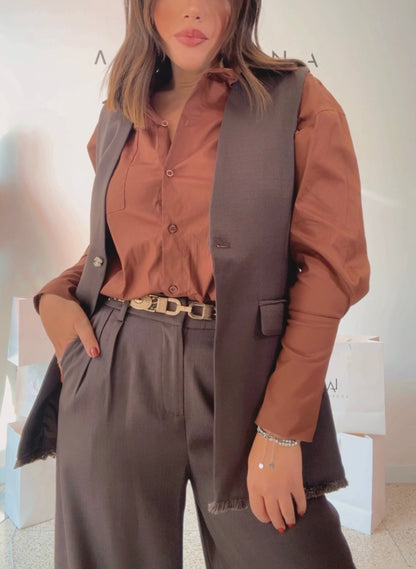 Suit Vest Set in Dark Brown