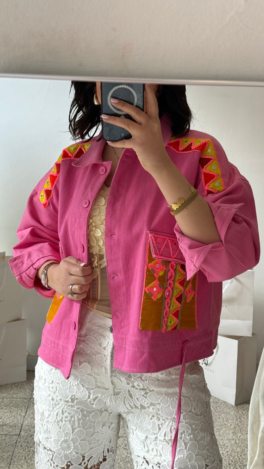 Denim Jacket in Pink