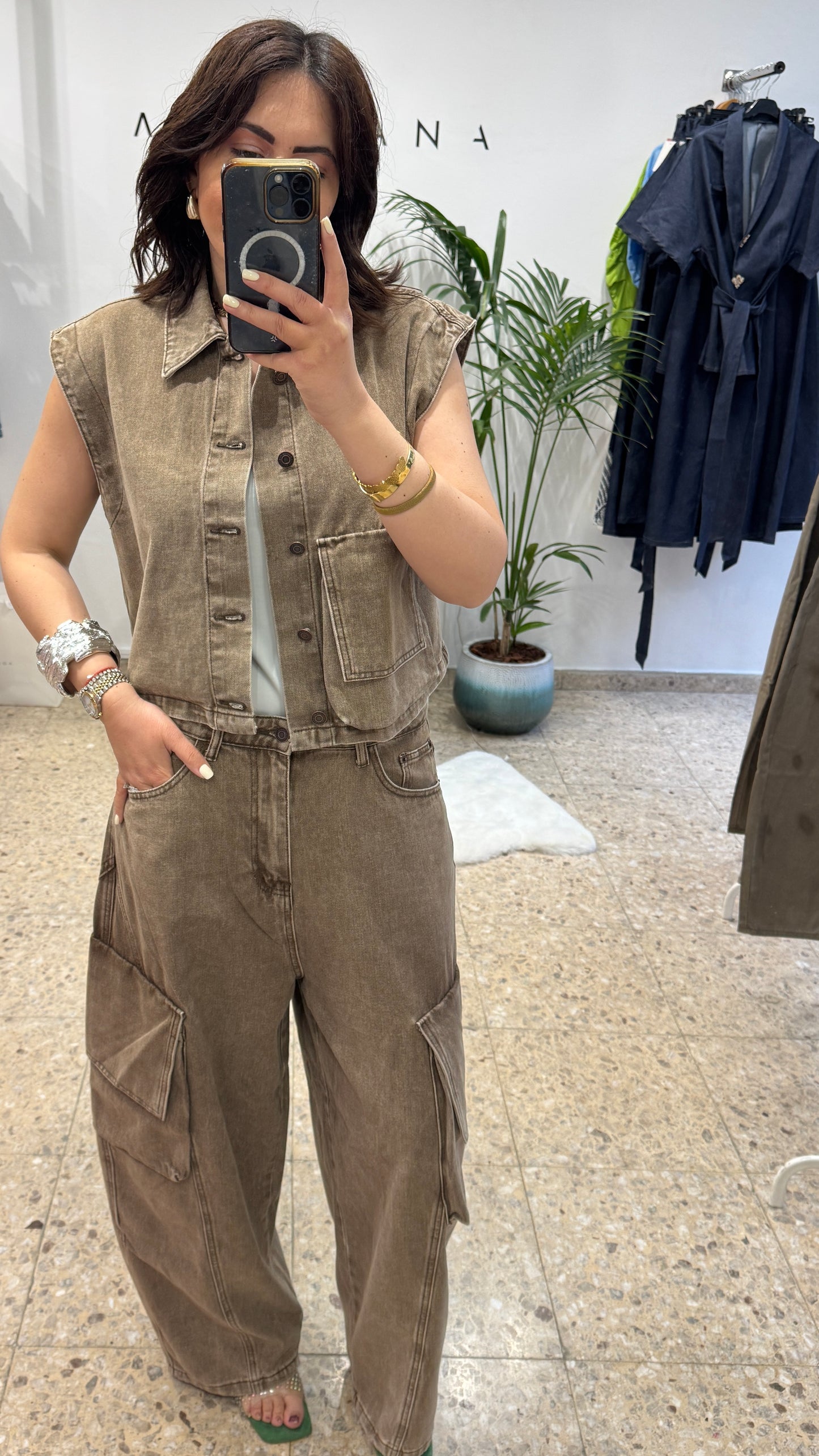 Denim Set in Washed Taupe