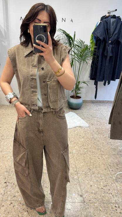 Denim Set in Washed Taupe